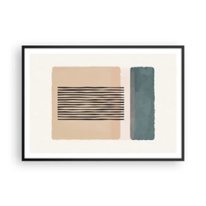 Póster en marco negro - Formas geométricas minimalistas en tonos beige y verdes. - 100x70cm - Todo en orden - Decoración de pared moderna para salón y dormitorio ARTTOR