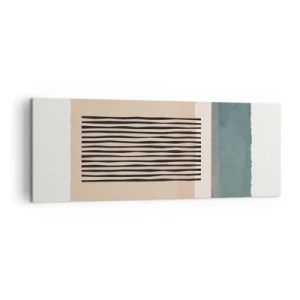 Cuadro sobre lienzo - Impresión de Imagen - Formas geométricas minimalistas en tonos beige y verdes. - 140x50cm - Todo en orden - Decoración de pared moderna para salón y dormitorio ARTTOR