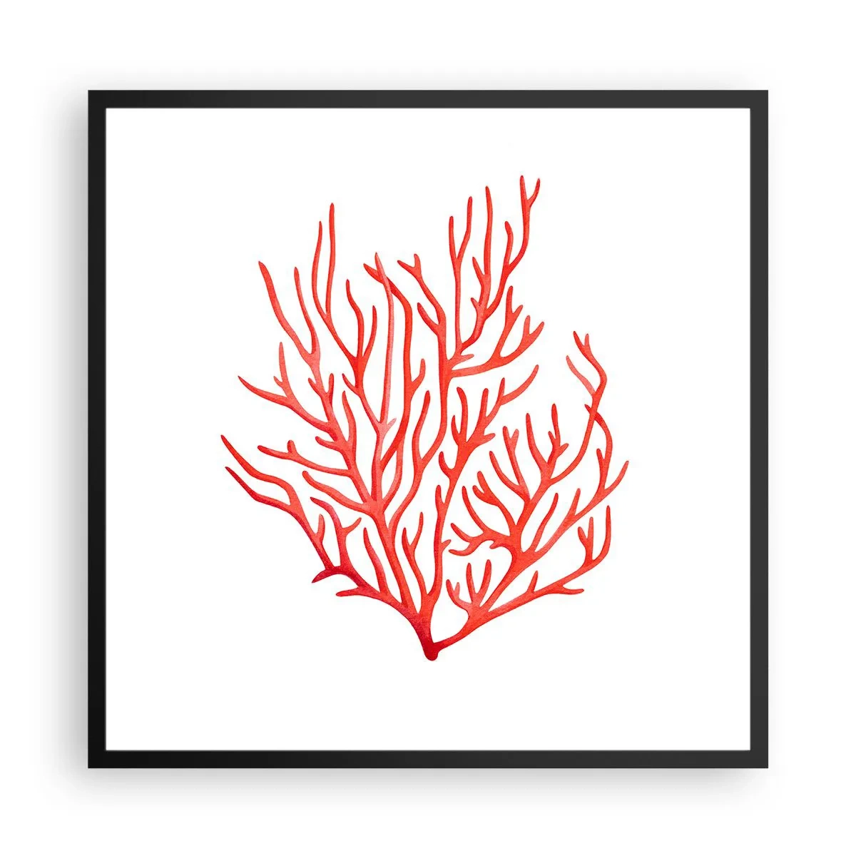 Póster en marco negro - Filigrana de coral - 60x60 cm
