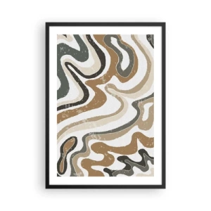 Póster en marco negro - Patrones orgánicos abstractos en tonos tierra - 50x70cm - Meandros de colores terrosos - Decoración de pared moderna para salón y dormitorio ARTTOR