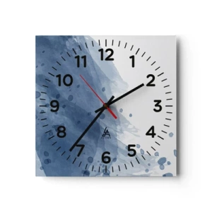 Reloj de pared - Reloj de vidrio - Tul azul - 30x30 cm