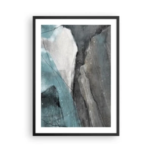 Póster en marco negro - Una composición abstracta inspirada en un paisaje de montaña. - 50x70cm - Abstracción: rocas y hielo - Decoración de pared moderna para salón y dormitorio ARTTOR
