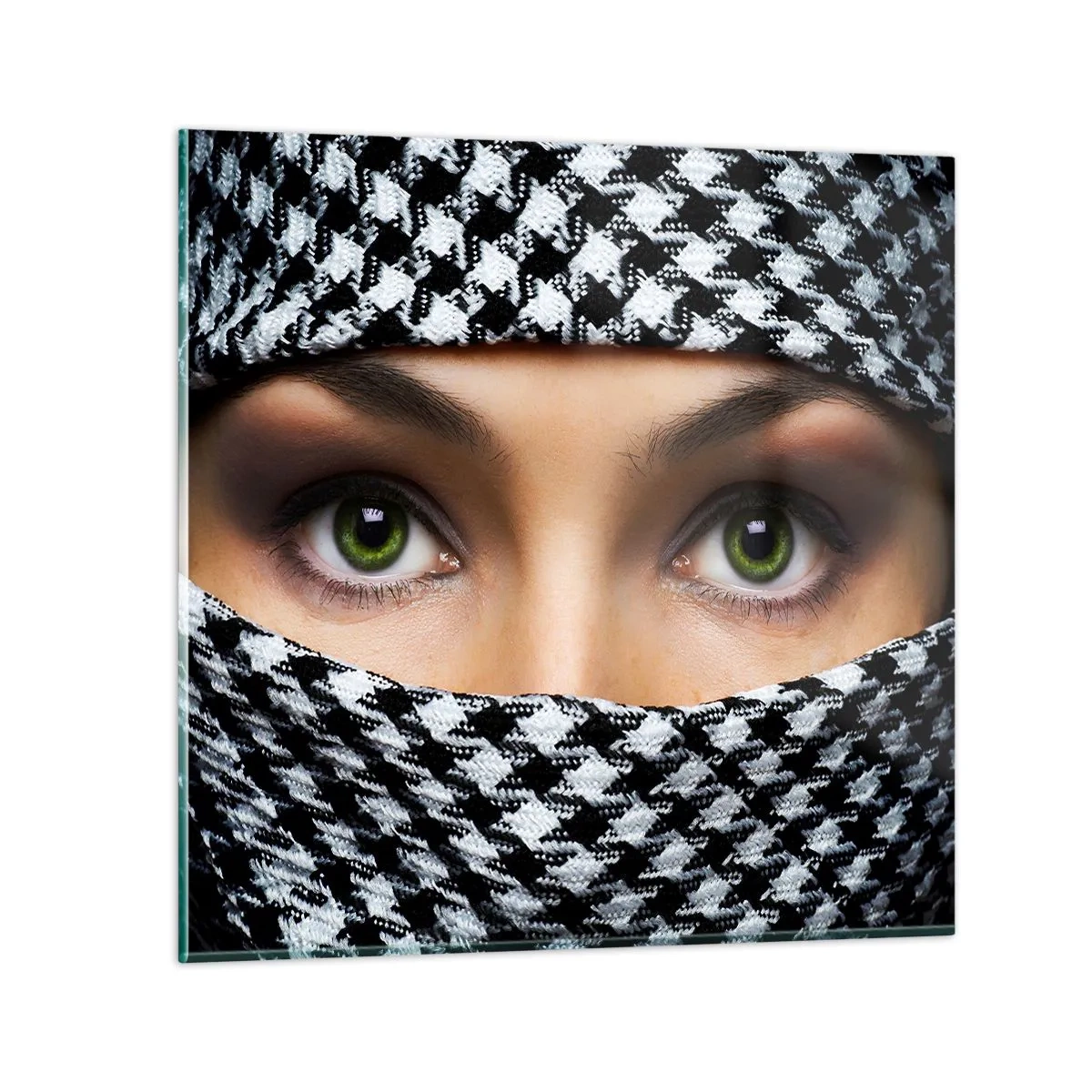 Cuadro sobre vidrio - Impresiones sobre Vidrio - Hermosa mirada de ojos verdes - 70x70 cm