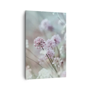 Cuadro sobre lienzo - Impresión de Imagen - Delicadas flores en tonos pastel. - 80x120cm - Dulces filigranas de hierbas - Decoración de pared moderna para salón y dormitorio ARTTOR
