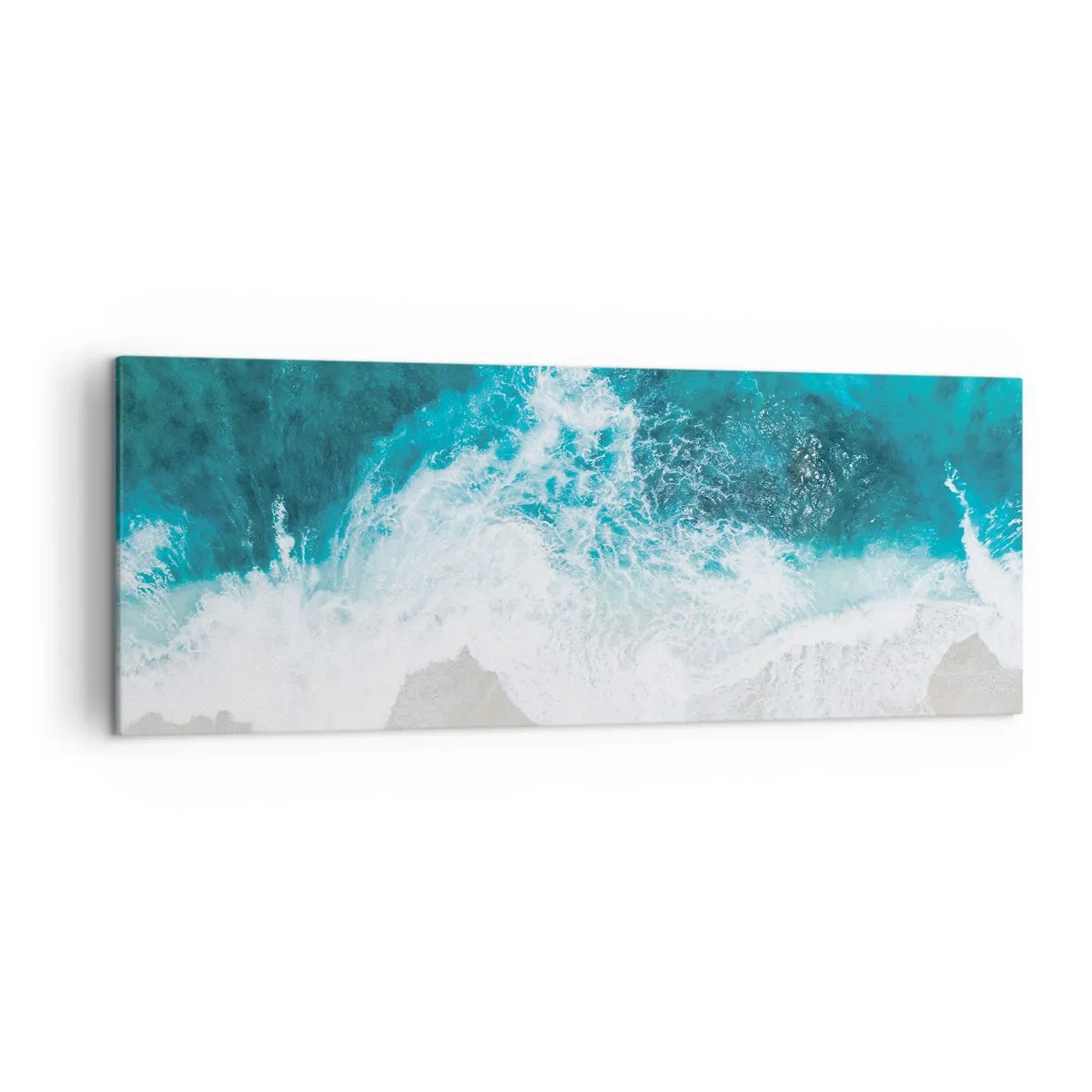 Cuadro sobre lienzo - Impresión de Imagen - Olas del océano turquesa sobre arena clara - 140x50cm - Una caricia natural - Decoración de pared moderna para salón y dormitorio ARTTOR