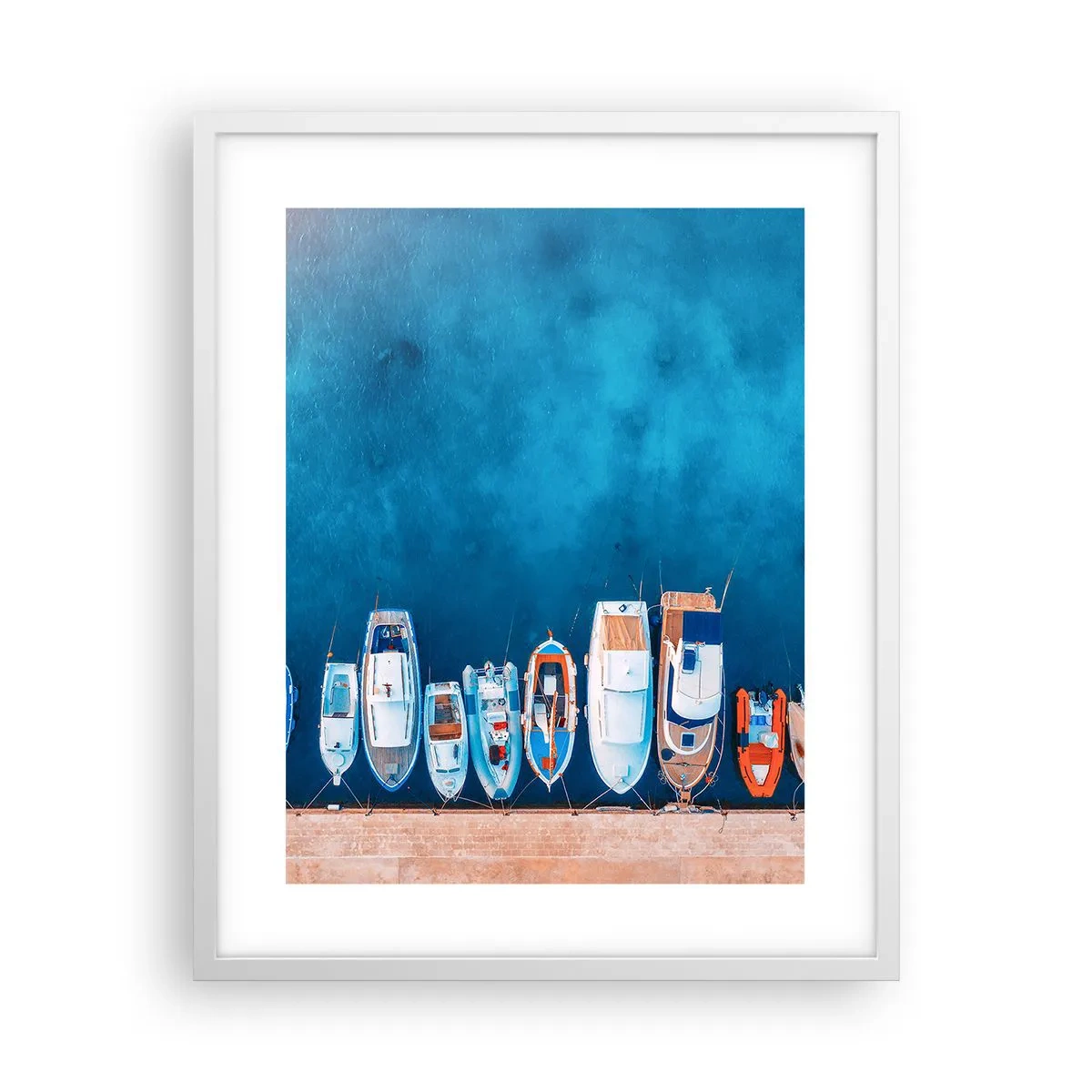 Póster en marco blanco - En fila y a la espera - 40x50 cm