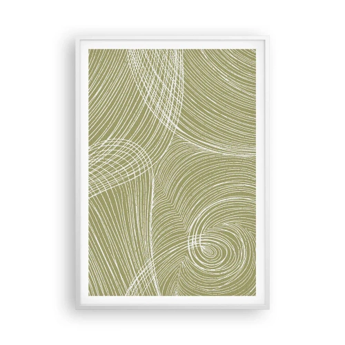 Póster en marco blanco - Abstracción intrincada en blanco - 70x100 cm