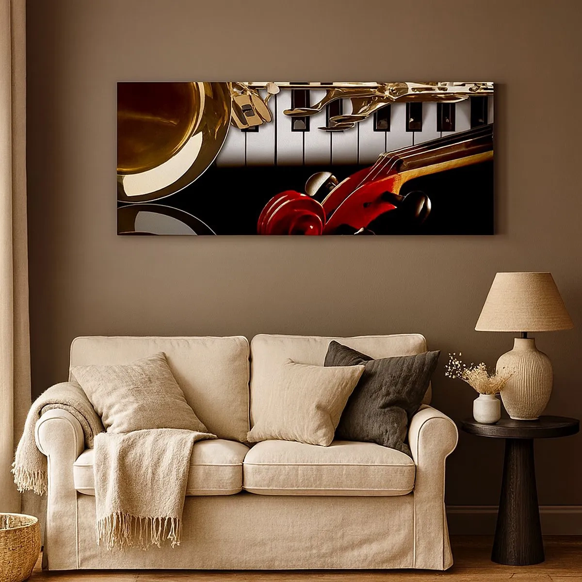 Cuadro sobre lienzo - Impresión de Imagen - Chapa, madera y marfil - 100x40 cm