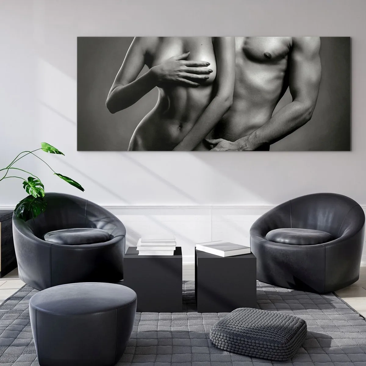 Cuadro sobre vidrio - Impresiones sobre Vidrio - Adán y Eva - 100x40 cm