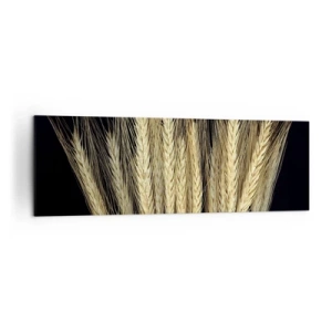Cuadro sobre lienzo - Impresión de Imagen - Espigas de trigo sobre fondo negro en estilo rústico - 160x50cm - Magia rústica - Decoración de pared moderna para salón y dormitorio ARTTOR