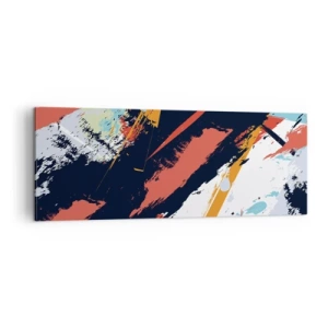 Cuadro sobre lienzo - Impresión de Imagen - Pinceladas abstractas en colores vibrantes - 140x50cm - Composición dinámica - Decoración de pared moderna para salón y dormitorio ARTTOR