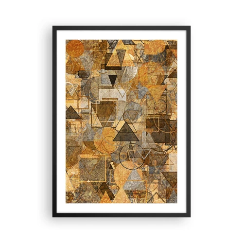 Póster en marco negro - Composición geométrica abstracta dorada - 50x70cm - El mundo en formas - Decoración de pared moderna para salón y dormitorio ARTTOR