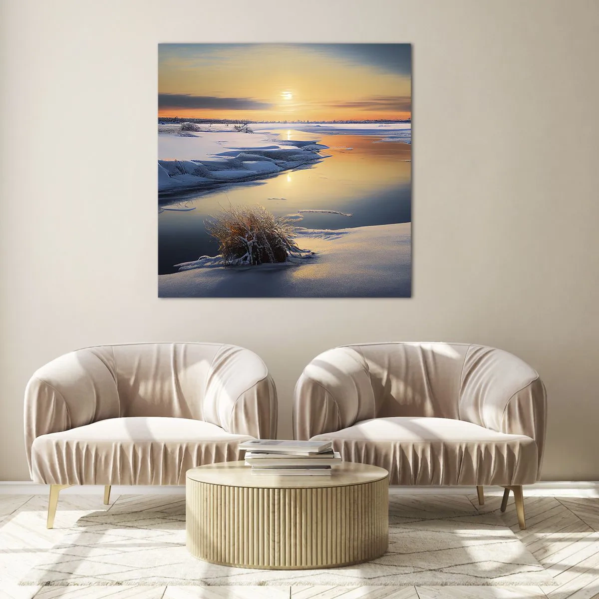 Cuadro sobre vidrio - Impresiones sobre Vidrio - Atardecer de invierno - 70x70 cm