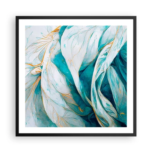 Póster en marco negro - Abstracción azul con motivos dorados - 60x60 cm