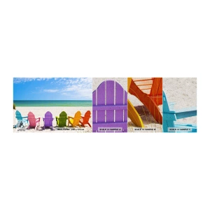 Muestra de fotomural Premium Sand - Playa arco iris - Paisaje, Playa, Sillas de jardín - 100x30 cm
