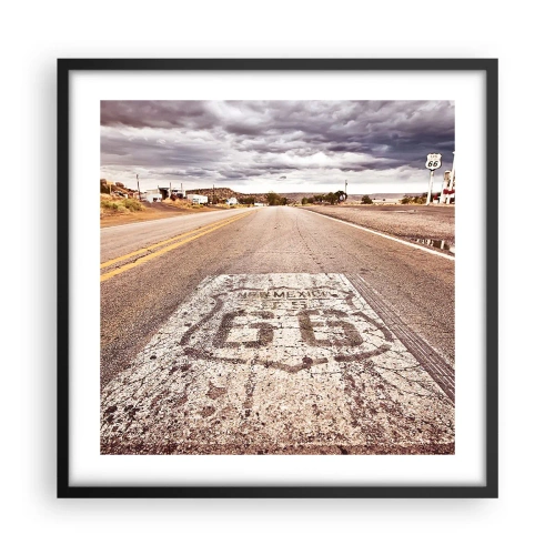 Póster en marco negro - Mother Road: una leyenda americana - 50x50 cm