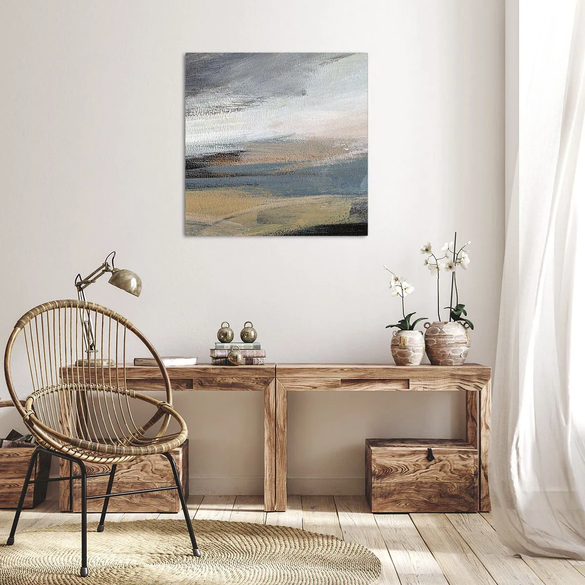 Cuadro sobre lienzo - Impresión de Imagen - Abstracción: paisaje nórdico - 60x60 cm