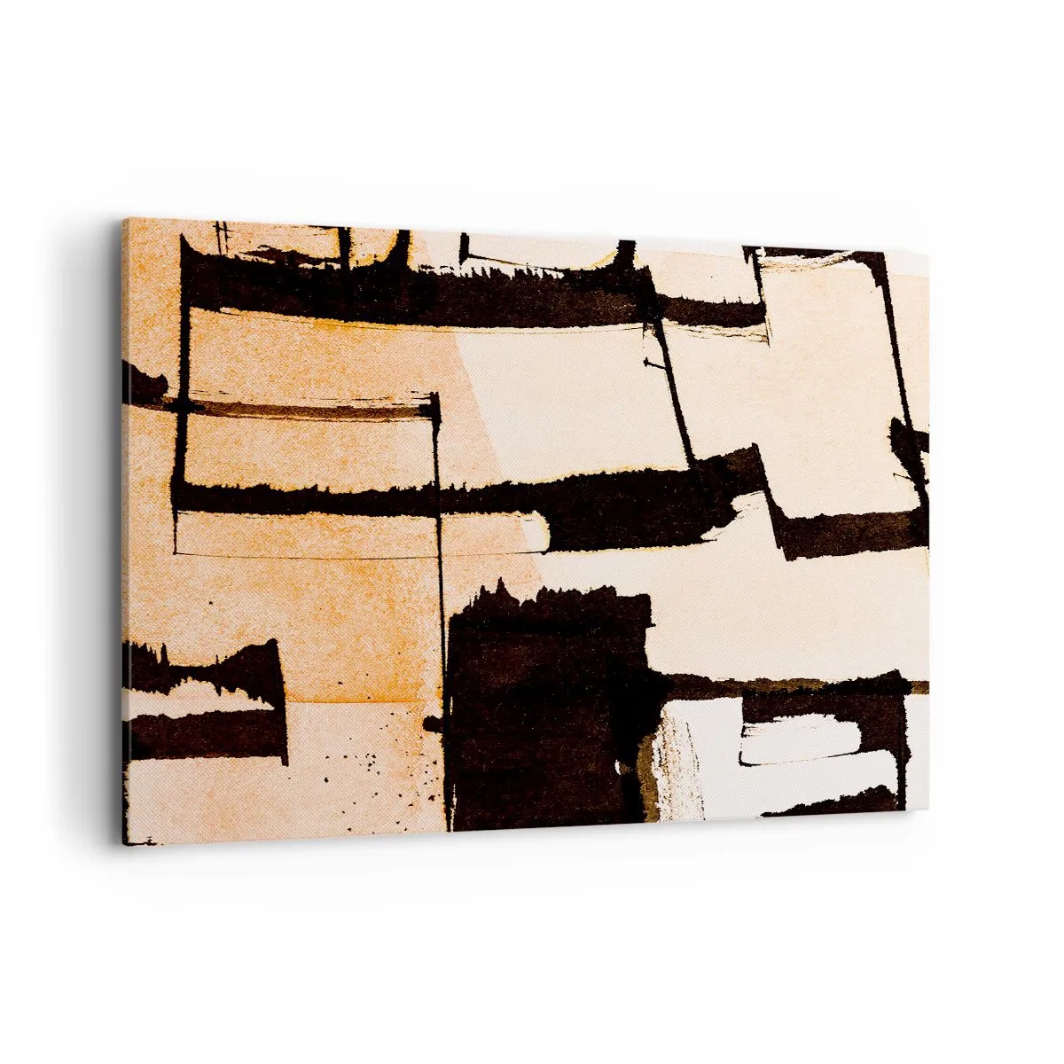 Cuadro sobre lienzo - Impresión de Imagen - Patrones geométricos en tonos marrones y beige. - 100x70cm - Aun así hay orden - Decoración de pared moderna para salón y dormitorio ARTTOR