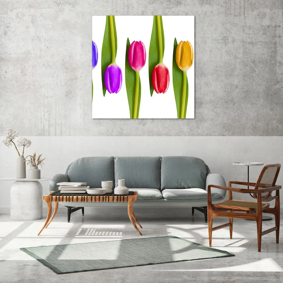 Cuadro sobre vidrio - Impresiones sobre Vidrio - Composición del arco iris - 70x70 cm