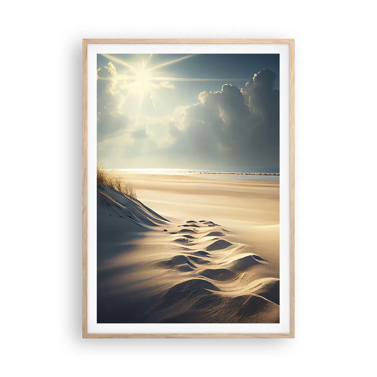 Póster en marco roble claro - Paisaje tranquilizador - 70x100 cm