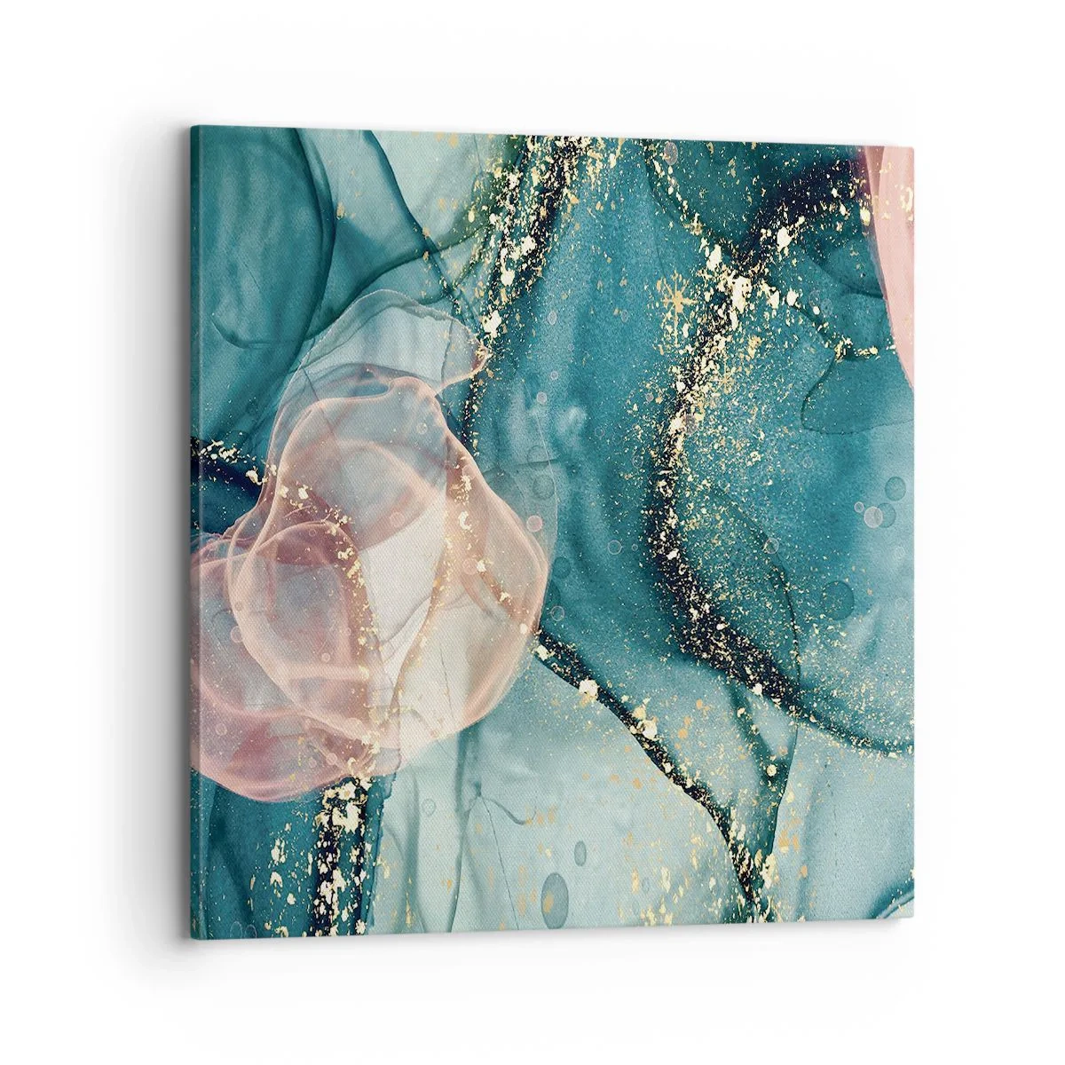 Cuadro sobre lienzo - Impresión de Imagen - Seda azul, tul rosa - 70x70 cm