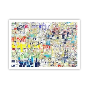 Póster - Grafiti abstracto con inscripciones y patrones coloridos. - 100x70cm - Simplemente agradable a la vista - Decoración de pared moderna para salón y dormitorio ARTTOR