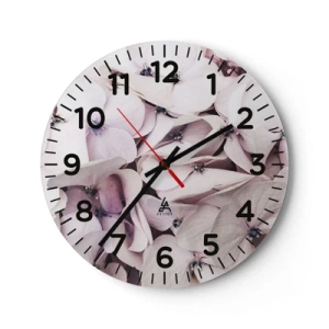 Reloj de pared - Reloj de vidrio - En un torrente de flores - 40x40 cm