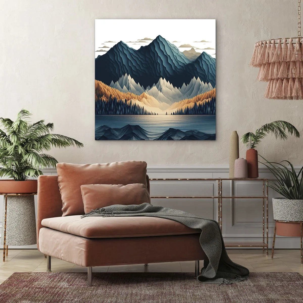 Cuadro sobre lienzo - Impresión de Imagen - Paisaje perfecto de montañas - 50x50 cm