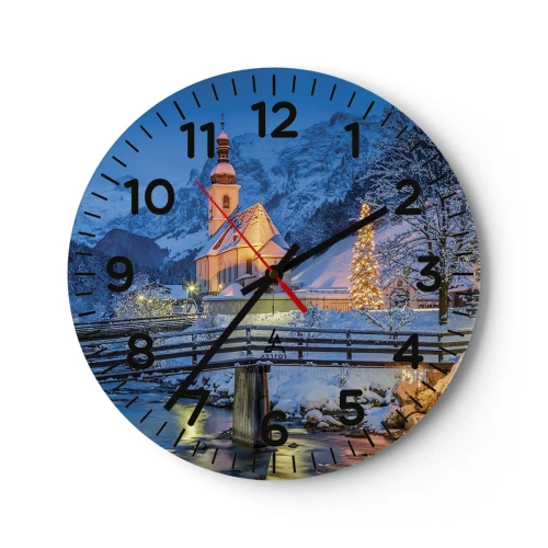 Reloj de pared - Reloj de vidrio - El espíritu de la Navidad - 30x30 cm