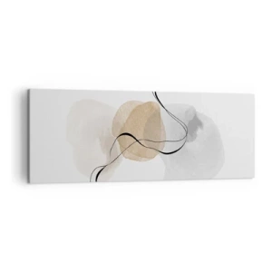 Cuadro sobre lienzo - Impresión de Imagen - Abstracción minimalista en tonos beige y gris. - 140x50cm - Pompas de aire - Decoración de pared moderna para salón y dormitorio ARTTOR