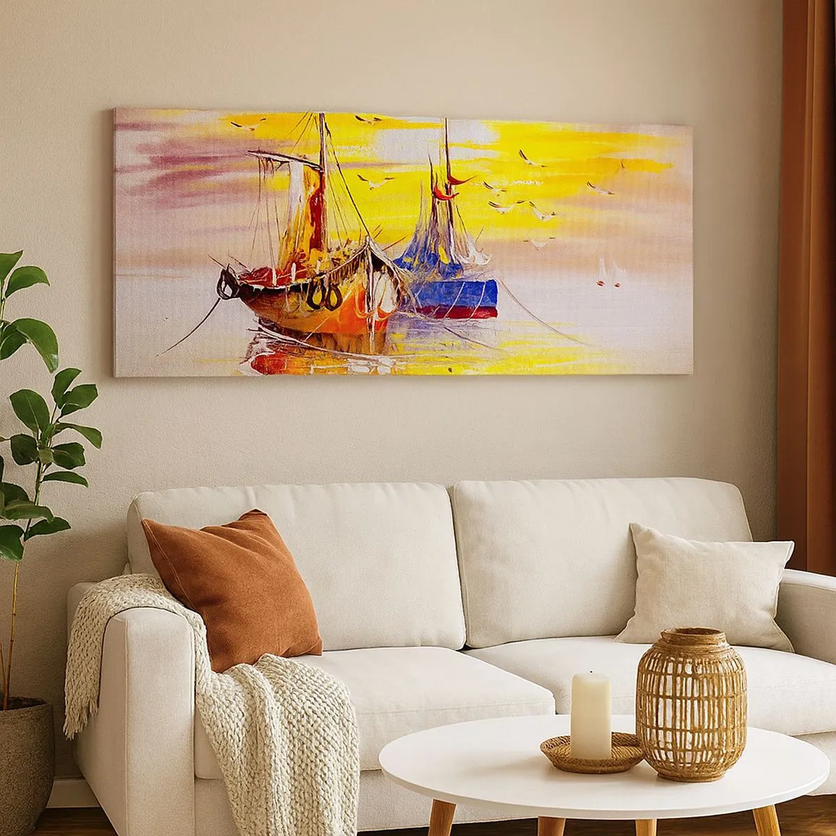 Cuadro sobre lienzo - Impresión de Imagen - Un merecido descanso en el puerto - 100x40 cm