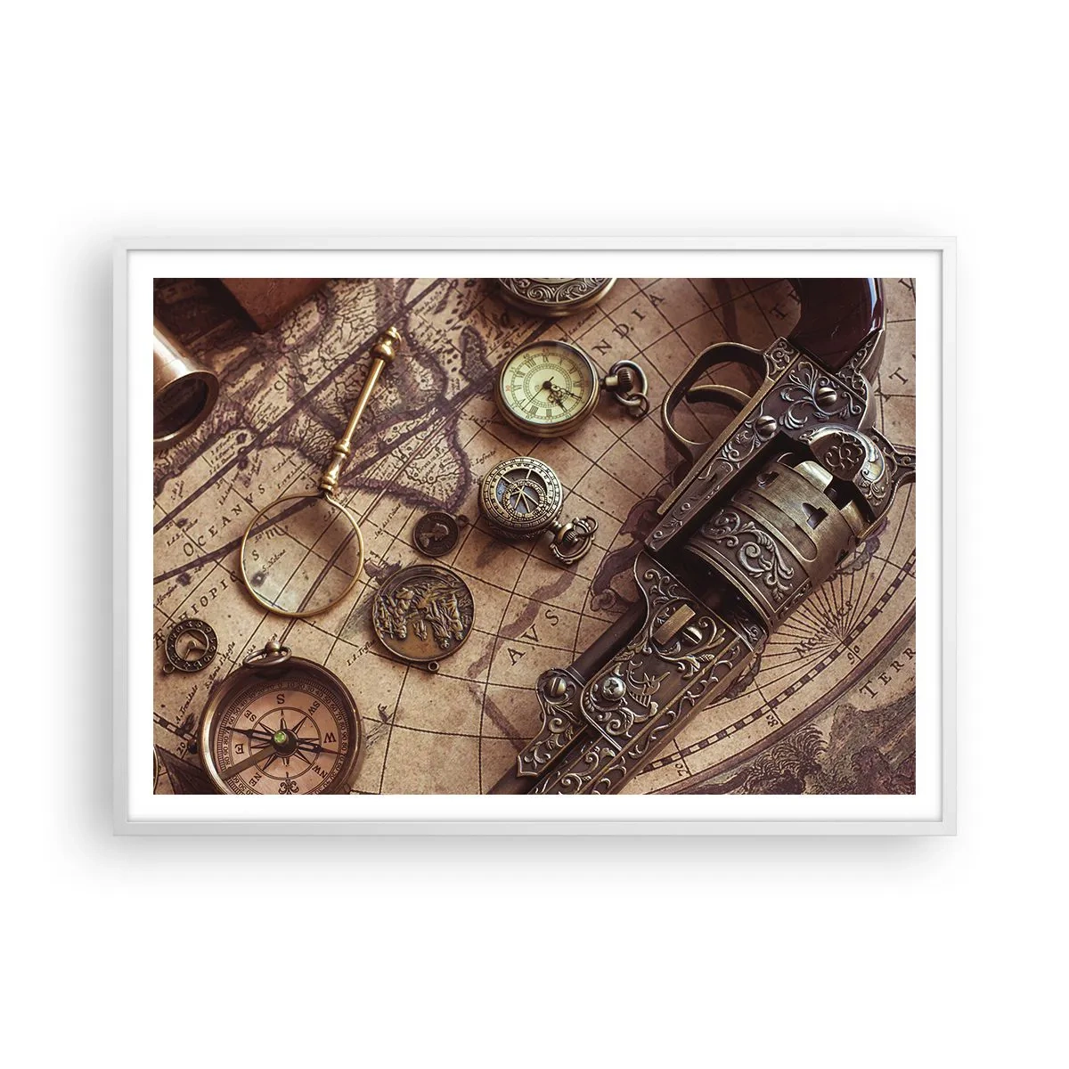 Póster en marco blanco - La aventura llama - 100x70 cm