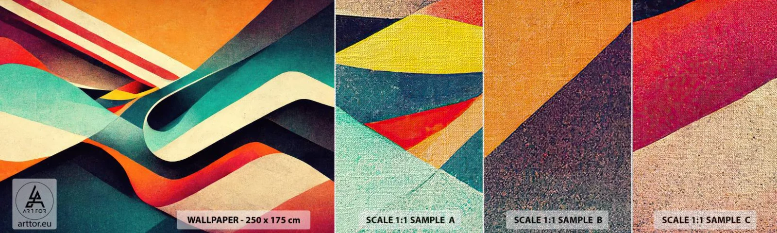 Muestra de fotomural Premium Canvas - Composición intensa - Abstracción, Pedazo, Líneas - 100x30 cm