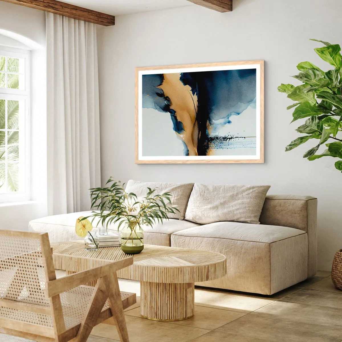 Póster en marco roble claro - Tras el telón - 100x70 cm