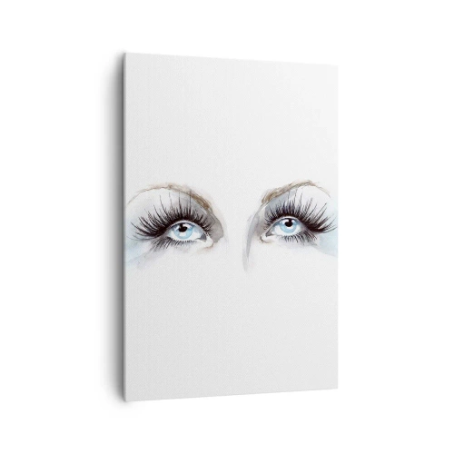 Cuadro sobre lienzo - Impresión de Imagen - Acuarela con ojos azules y acentos delicados. - 70x100cm - ¿Los ojos de un ángel? - Decoración de pared moderna para salón y dormitorio ARTTOR