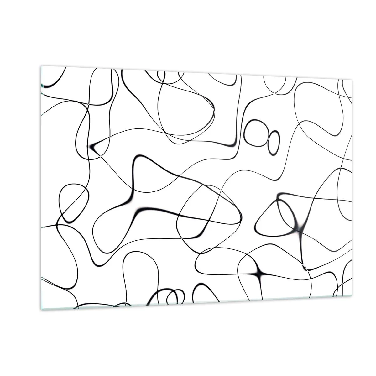 Cuadro sobre vidrio - Impresiones sobre Vidrio - Líneas negras abstractas sobre un fondo blanco - 120x80cm - Los caminos de la vida, las vicisitudes del destino - Decoración de pared moderna para salón y dormitorio ARTTOR