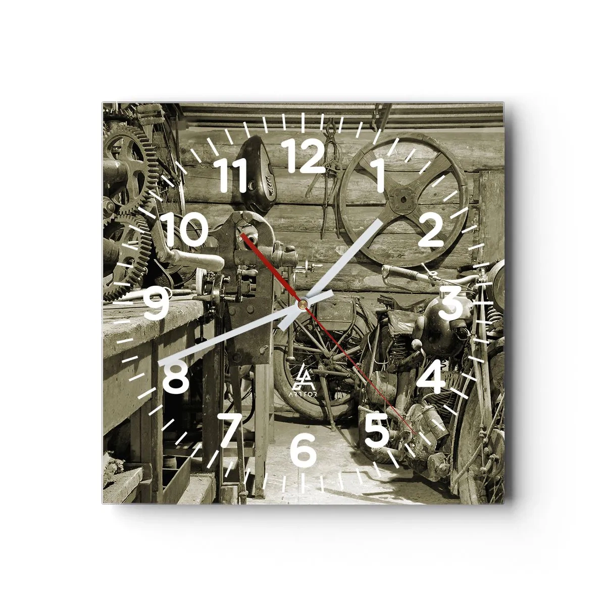 Reloj de pared - Reloj de vidrio - En el trastero del abuelo - 30x30 cm
