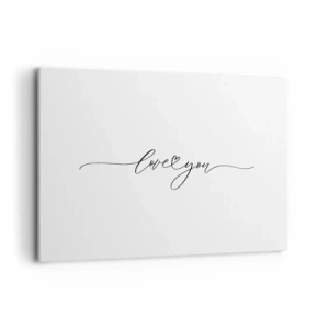 Cuadro sobre lienzo - Impresión de Imagen - La inscripción "Te amo" en una fuente elegante. - 120x80cm - Negro sobre blanco - Decoración de pared moderna para salón y dormitorio ARTTOR