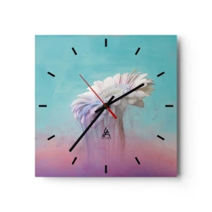 Reloj de pared - Reloj de vidrio - Gerbera pastel con efecto difuminado - 30x30cm - El inframundo de las flores - Decoración de pared moderna para salón y dormitorio ARTTOR