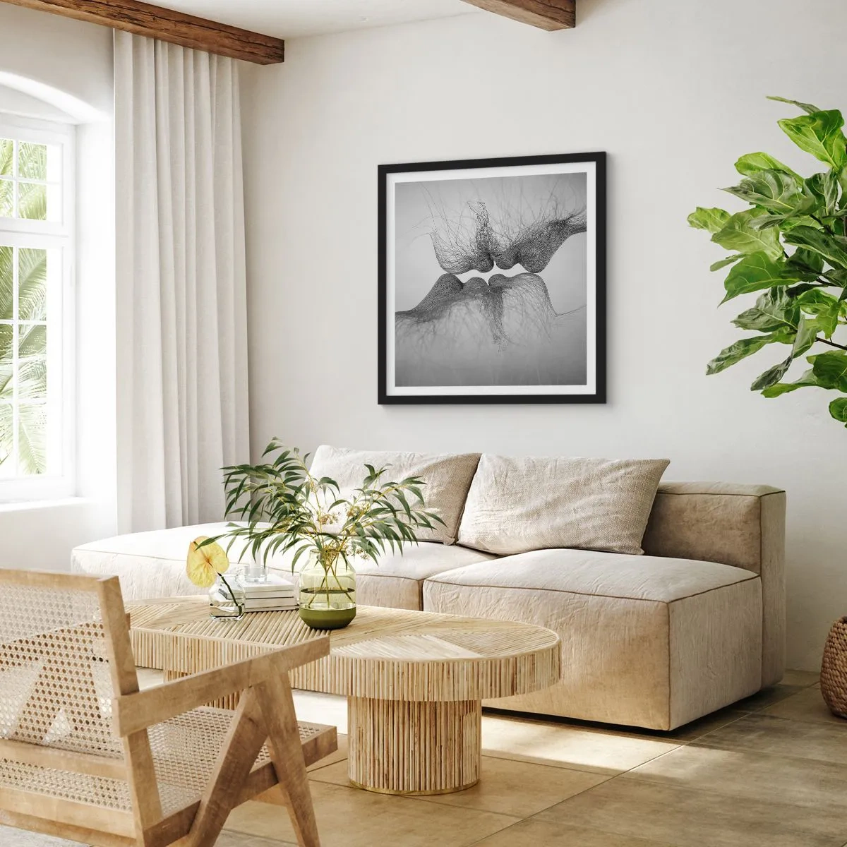 Póster en marco negro - Beso del viento - 50x50 cm