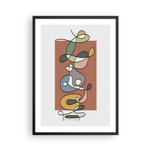 Póster en marco negro - Composición geométrica abstracta con líneas orgánicas. - 50x70cm - Abstracción: una maraña de colores - Decoración de pared moderna para salón y dormitorio ARTTOR