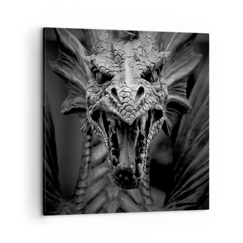 Cuadro sobre lienzo - Impresión de Imagen - Dragón de cuento de hadas en gris - 50x50 cm