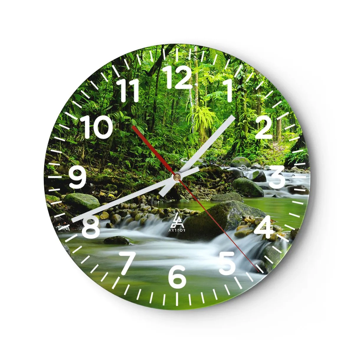 Reloj de pared - Reloj de vidrio - Flotar en un mar de verde - 30x30 cm