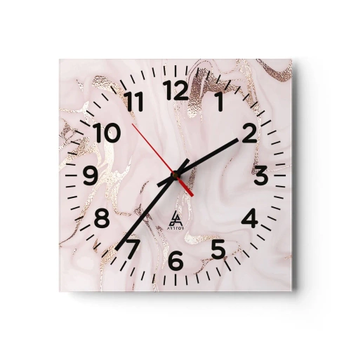 Reloj de pared - Reloj de vidrio - En rosa - 40x40 cm