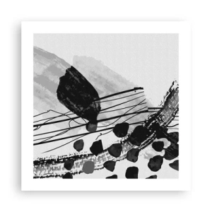 Póster - Abstracción orgánica en blanco y negro - 50x50 cm