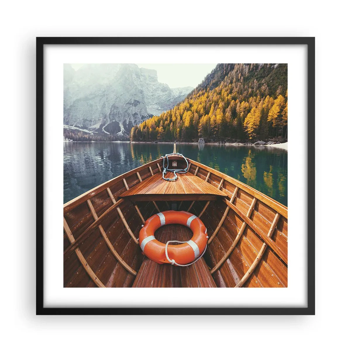 Póster en marco negro - Viaje a la montaña - 50x50 cm