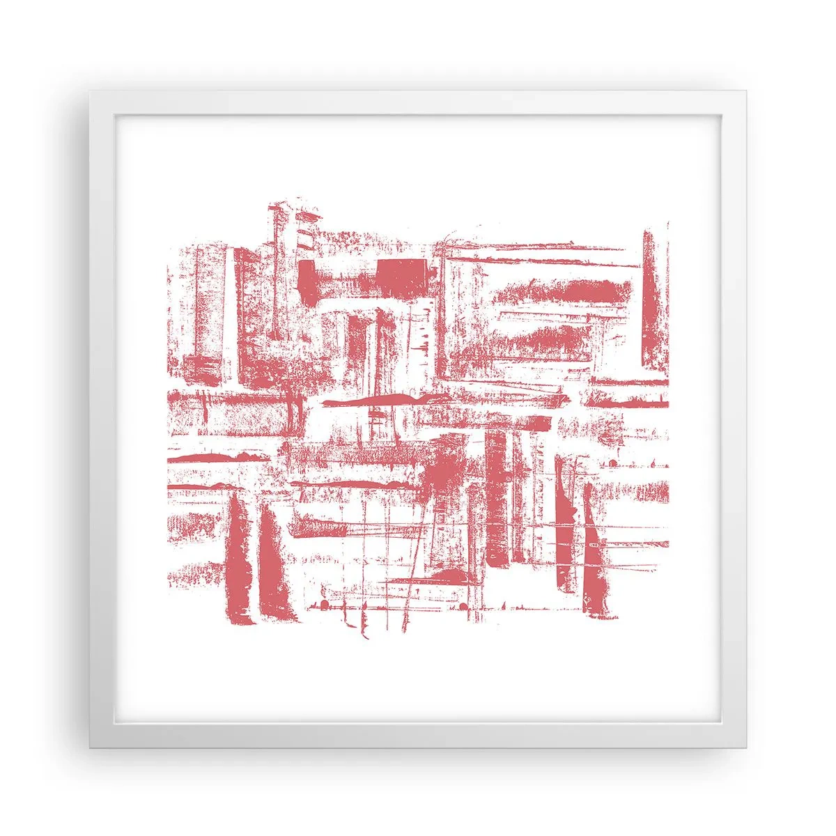 Póster en marco blanco - Ciudad roja - 40x40 cm
