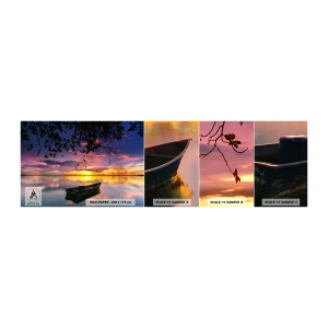 Muestra de fotomural autoadhesivo Deluxe Sticker - Un cielo de ensueño - Paisaje, Atardecer, Lago - 100x30 cm