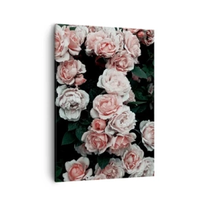 Cuadro sobre lienzo - Impresión de Imagen - Rosas rosadas sobre un fondo oscuro en una composición sutil. - 50x70cm - Conjunto de rosas - Decoración de pared moderna para salón y dormitorio ARTTOR