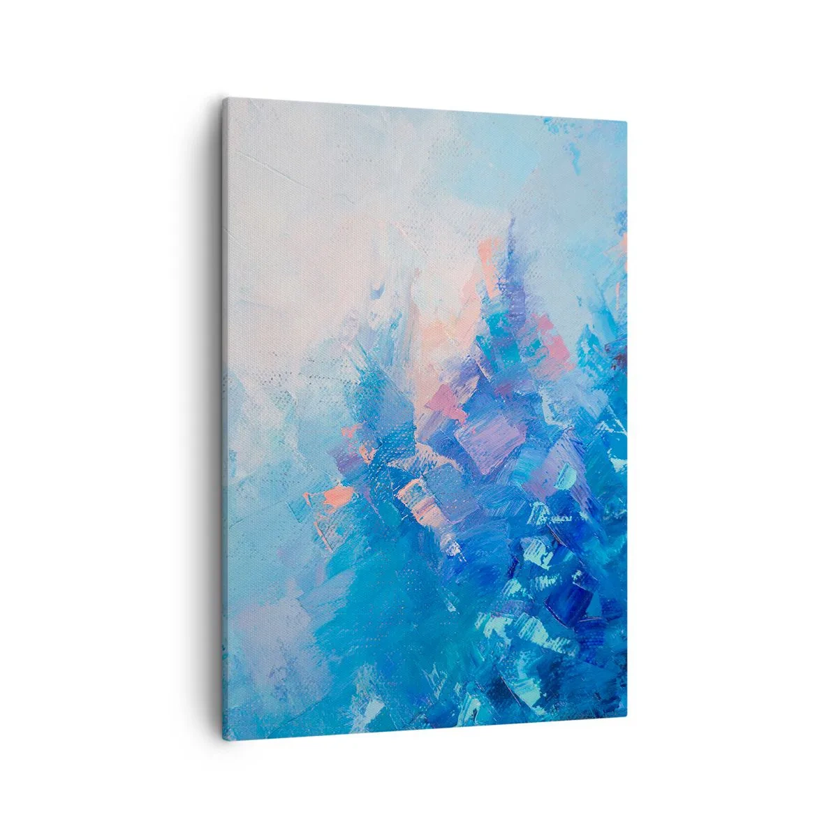 Cuadro sobre lienzo - Impresión de Imagen - Composición abstracta en tonos azules y rosas. - 50x70cm - Abstracción invernal - Decoración de pared moderna para salón y dormitorio ARTTOR